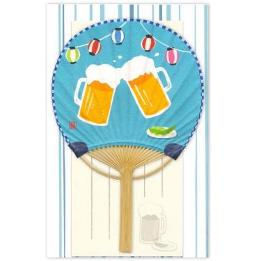 夏柄 竹うちわ グリーティングカード ビール