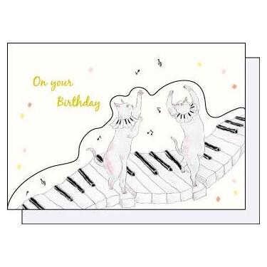 グリーティングカード 誕生日祝い トコロコムギ 猫・音楽