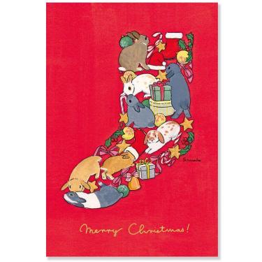 クリスマスポストカード 森山標子 うさぎ 靴下 CMP-422