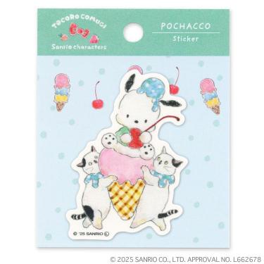 ステッカー トコロコムギ×サンリオキャラクターズ ポチャッコと仲良しアイスクリームにゃんこ