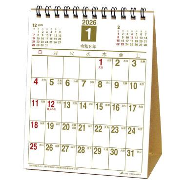 2026年1月始まりカレンダー 卓上 フリースペース 縦 ACL-562