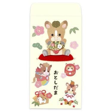 ハンドメイド年賀ぽち袋 午 KAP-323 3枚入り