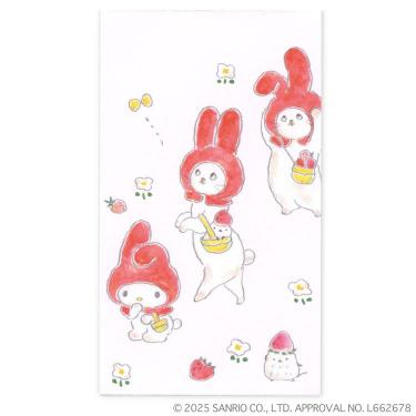 ぽち袋 トコロコムギ×サンリオキャラクターズ マイメロディといちご畑をおさんぽにゃんこ 5枚入り