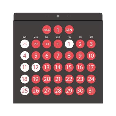 2026年1月始まりカレンダー 壁掛け ダイカット