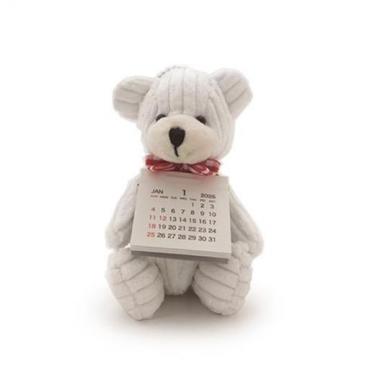 2026年1月始まり 卓上 ベアカレンダー コーデュロイ ホワイト
