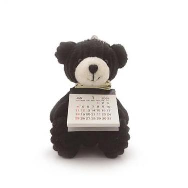 2026年1月始まり 卓上 ベアカレンダー コーデュロイ ブラック