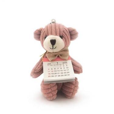 2026年1月始まり 卓上 ベアカレンダー コーデュロイ ピンク