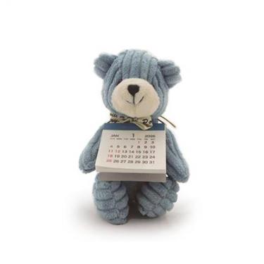 2026年1月始まり 卓上 ベアカレンダー コーデュロイ ブルー