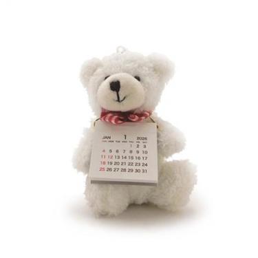 2026年1月始まり 卓上 ベアカレンダー ボア ホワイト