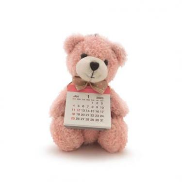 2026年1月始まり 卓上 ベアカレンダー ボア ピンク