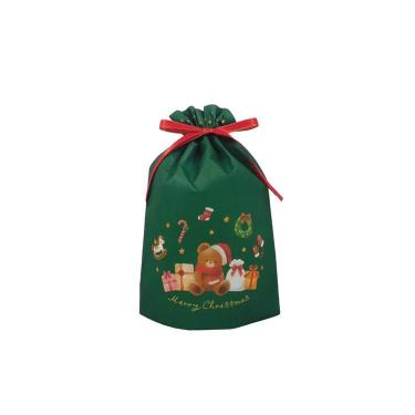 クリスマスギフトバッグ S ベア グリーン