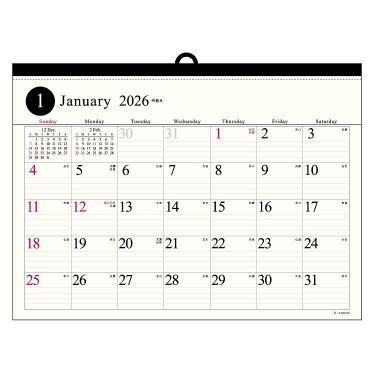 2026年1月始まりカレンダー 壁掛け A3 タイムス