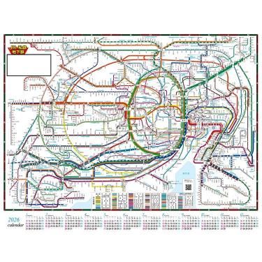 2026年1月始まりカレンダー 壁掛け 東京近郊路線図
