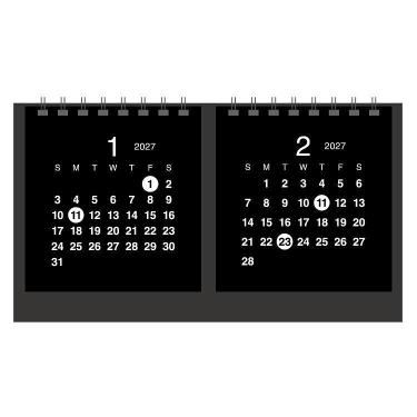 2027年1月始まりカレンダー 卓上 クラフト2マンス ブラック