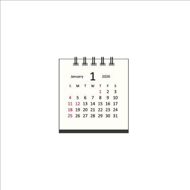 2026年1月始まりカレンダー 卓上 タイニー アイボリー