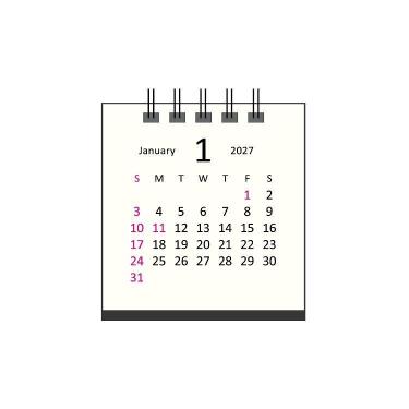 2027年1月始まりカレンダー 卓上 タイニー アイボリー