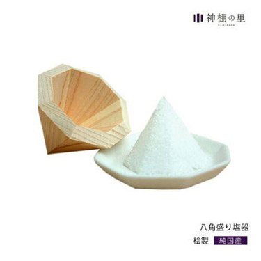 神棚の里 桧八角盛り塩固め器 ナチュラル