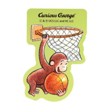 ダイカットステッカー おさるのジョージ バスケットボール