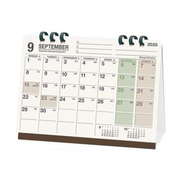 2025年9月始まりカレンダー 卓上 Design Helvetica エコタイプ