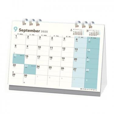 2025年9月始まりカレンダー 卓上 Design ColorBlock エコタイプ
