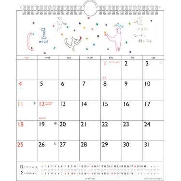 2026年1月始まりカレンダー 壁掛け 30角 太田朋