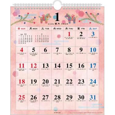 2026年1月始まりカレンダー 壁掛け 和の歳時記 小