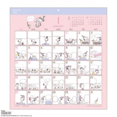2026年1月始まりカレンダー 壁掛け コミックデザイン PEANUTS