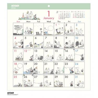 2026年1月始まりカレンダー 壁掛け コミックデザイン ムーミン