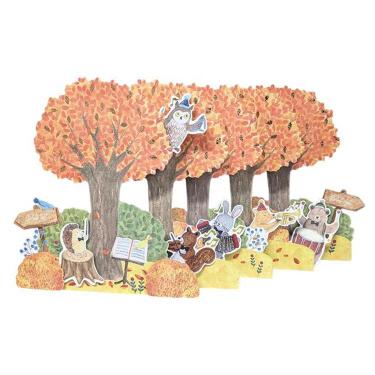 秋柄ポップアップカード 森の音楽会