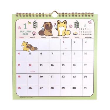 2026年1月始まりカレンダー 壁掛け  タヌキとキツネ【ロフト限定】