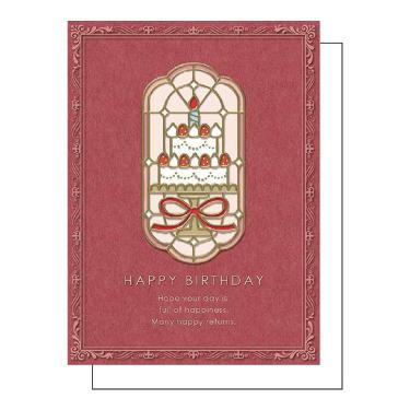 ステンドグラスバースデーカード リボンケーキ