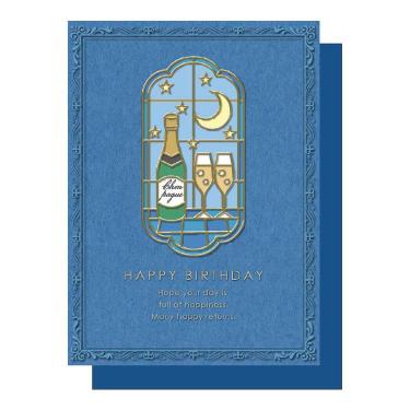 ステンドグラスバースデーカード 乾杯