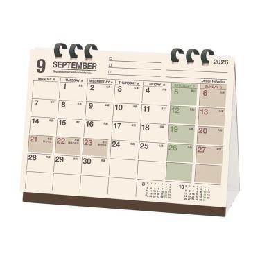 2026年9月始まりカレンダー 卓上 Design Helvetica
