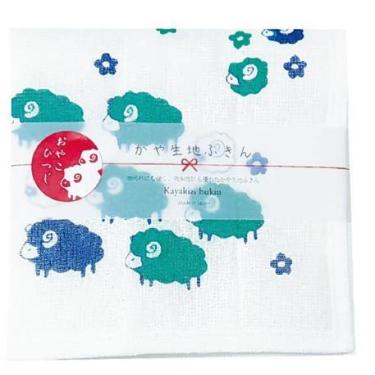 ご挨拶かや生地ふきん 30×30cm おやこひつじ