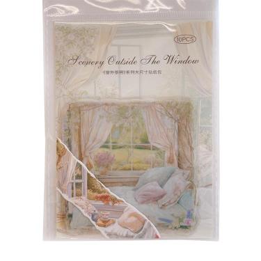 フレークシール 窓の景色 グリーン