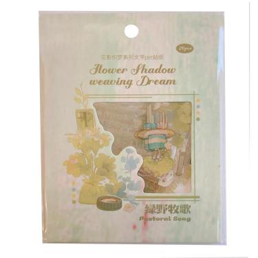 フレークシール 花の影 グリーン