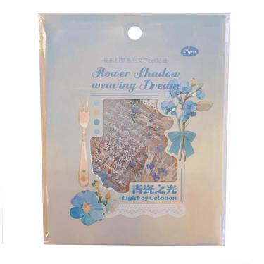 フレークシール 花の影 ブルー