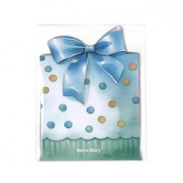 フレークステッカー リボン ブルー