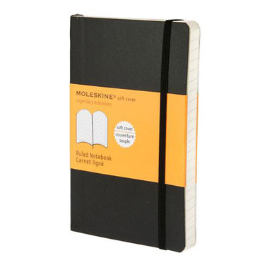 クラシックノートブック ソフトカバー ルールド/横罫 ポケット ブラック