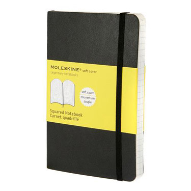 クラシックノートブック ソフトカバー スクエアード/方眼 ポケット ブラック